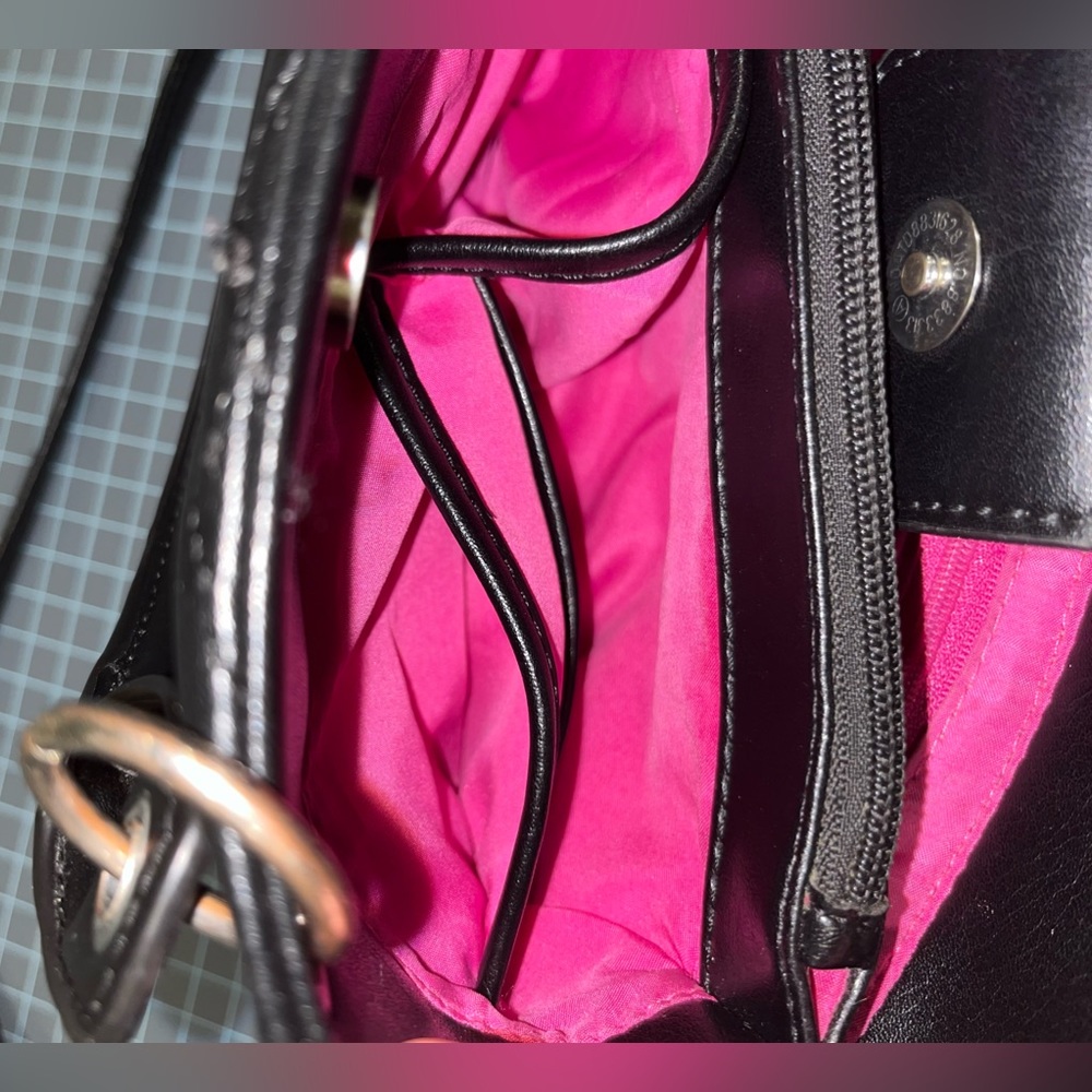 Nicole Miller black faux leather chevron satchel purse - Picture 14 of 16